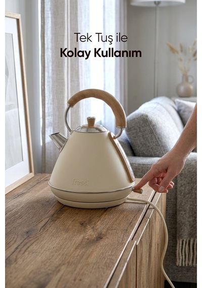 Fressi FR-KT07 Retro Mavera 1,7 L Ahşap Kulp Detaylı Kettle Su Isıtıcısı
