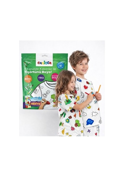 Keçeli Kalem İle Boyanabilir Tişört 7-8 Yaş İçin Eğlenceli Tasarım