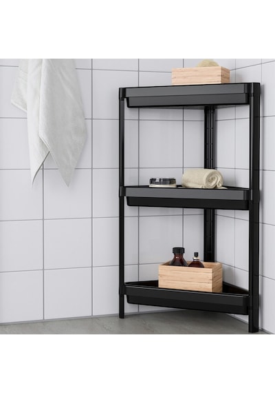 Üçgen 3 Katlı Raf Ünitesi - Mutfak - Banyo Depolama Rafı - Beyaz