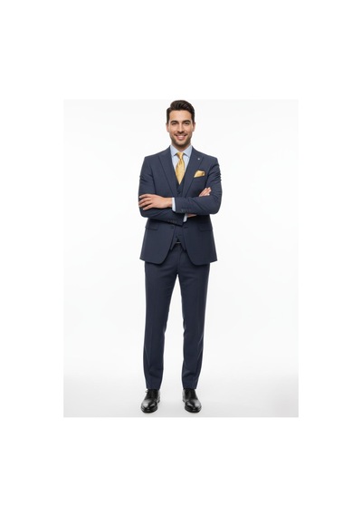 Presto Erkek Slimfit 6 Drop Yelekli Takım Elbise Lacivert 794-200 Lacivert
