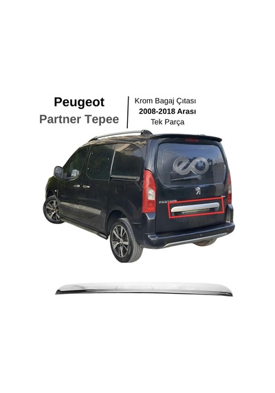 Peugeot Partner Tepee Uyumlu Krom Bagaj Çıtası 2008-2018  P.Çelik
