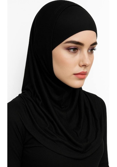 Aldaıyr Hijab 2 Parça Likra Kumaş Siyah