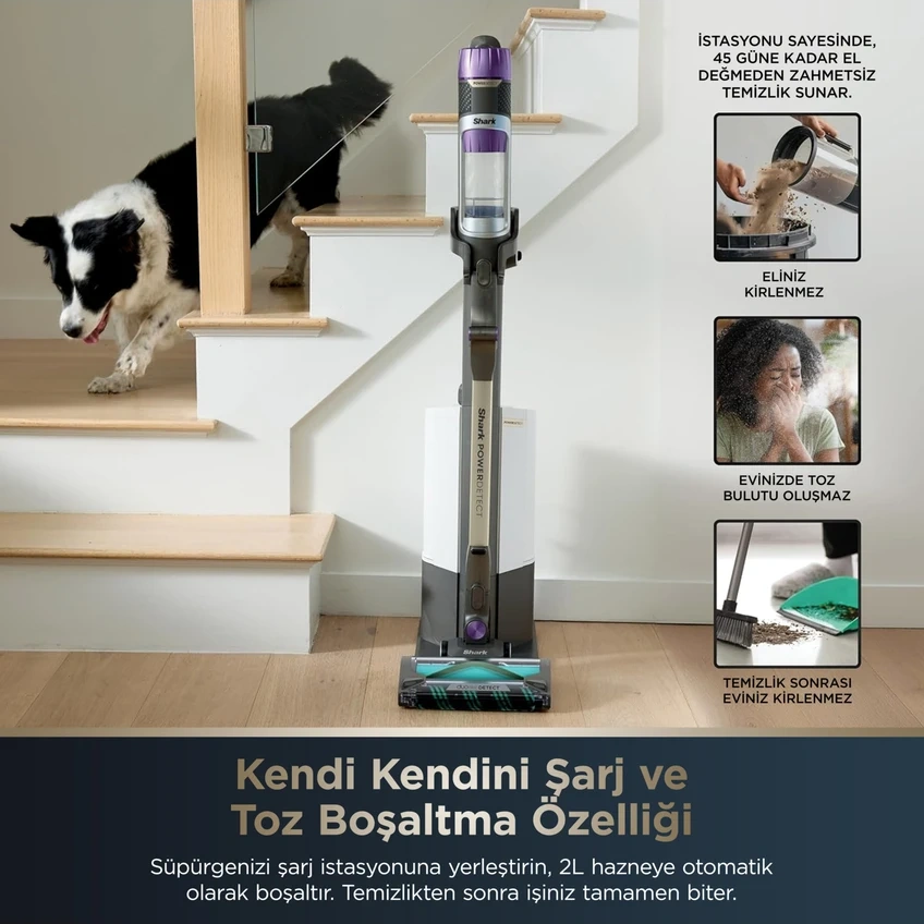 Shark Powerdetect IP3251EUT Clean&Empty Pet  Başlıklı Şarjlı Dikey Süpürge