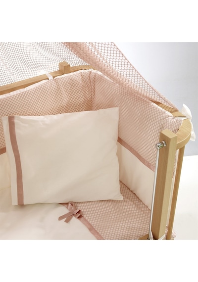 Meltem Kids Mood Sallanır Ahşap Anne Yanı Beşik 50 x 90 CM Naturel Pembe