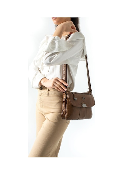 571 Collections Yıkanmış Deri Çapraz Omuz Kol Çantası Taba Model: 571-12x