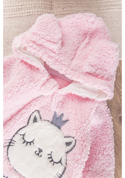 Babymod Kedi Figürlü Peluş Welsoft Kız/erkek Bebek Tulum Pembe