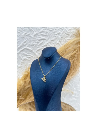 925 Ayar Gümüş Gold Kaplama Kelebek Lotus Kadın Kolye Gümüş Gümüş