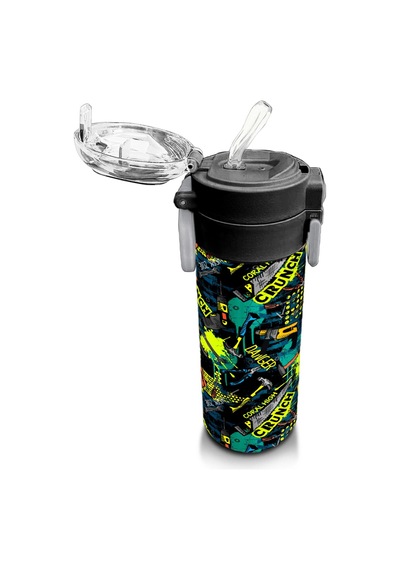 Coral High Kids Nefti Siyah Tamir Seti Desenli Pipetli Ve Direkt İçim Çelik Termos 500 Ml 31974 Siyah