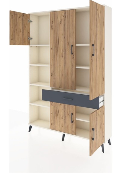 Arges Dolap 8 Raflı Tek Çekmeceli 5 Kapaklı 132x30x195 Aytaşı-çam/antrasit Atlas Çam/antrasıt Arges Dolap 8 Raflı Tek Çekmeceli 5 Kapaklı 132x30x195 Aytaşı-çam/antrasit Atlas Çam/antrasıt