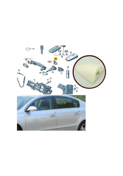 Sol Dış Kapı Kol Bademi 3c0837879 Vw Passat B6 Cc İçin