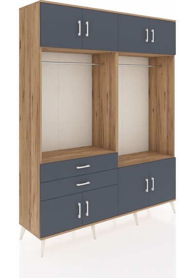 Hyperion Gardrop 7 Raflı 2 Çekmeceli 2 Askılı 176x44x221 Çam-antrasit Antrasit Hyperion Gardrop 7 Raflı 2 Çekmeceli 2 Askılı 176x44x221 Çam-antrasit Antrasit