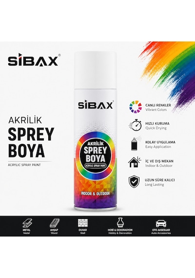 Sibax Akrilik Sprey Boya Parlak Vernik 250 Ml
