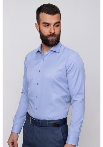 Efor Slim Fit Pamuk Saten Klasik Mavi Gömlek Gk 604 Mavi