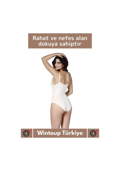 Özel Lazer Kesim İz Göstermez Toparlayıcı Askılı Çıtçıtlı Push Up Slip Body Zıbın Korse Ten
