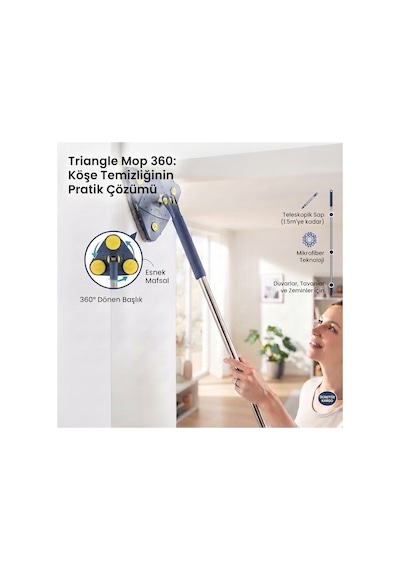 Triclean Pro Mikrofiber Üçgen Akıllı Mop