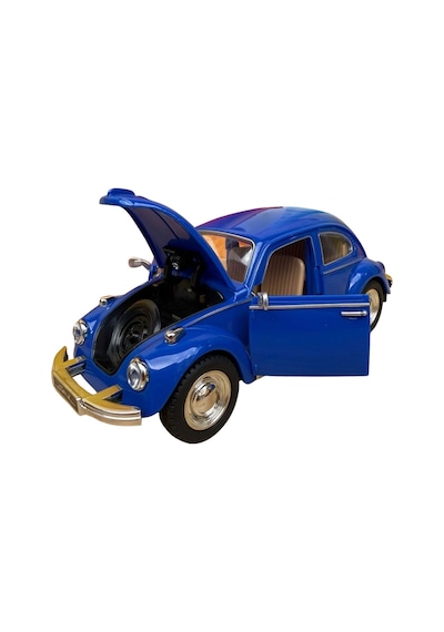Nostaljik Beetle Vosvos Oyuncak Araba - 17 Cm Büyük Boy Sesli Işıklı Sürtmeli Mavi Model Araba Çok Renkli