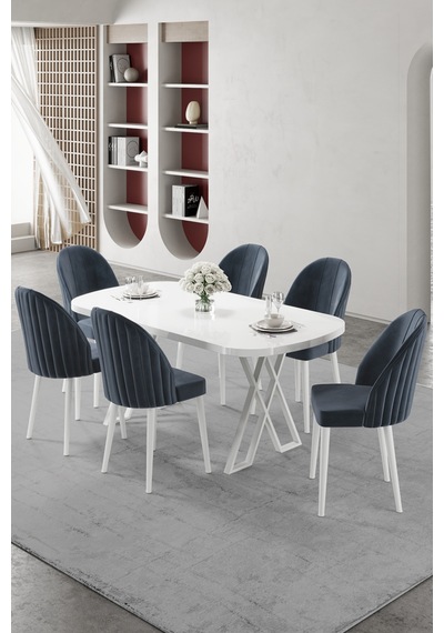 Canisa Kaye Serisi Mdf 90x168 Beyaz Mutfak Masası Takımı 6 Antrait Sandalye Beyaz Masa Sandalye Antrasit Canisa Kaye Serisi Mdf 90x168 Beyaz Mutfak Masası Takımı 6 Antrait Sandalye Beyaz Masa Sandalye Antrasit