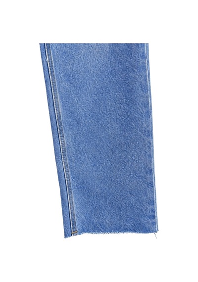 Vadon 1056 Kadın Yüksek Bel Pis Paça Wide Leg Jean Pantolon Mavi