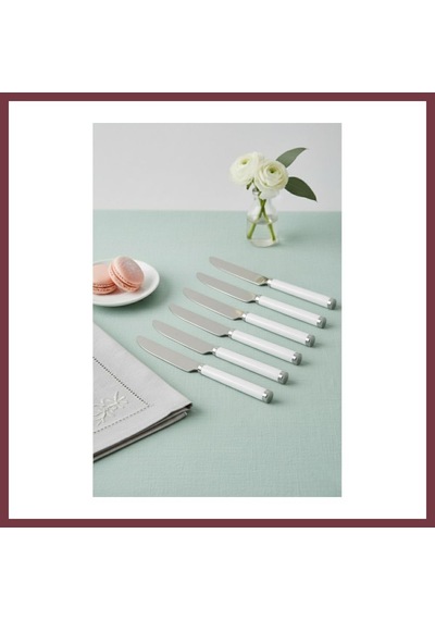 Storeşahin 6 Lı Paslanmaz Çelik Yemek Bıçağı Seti Beyaz Saplı 15 Cm Shn0720