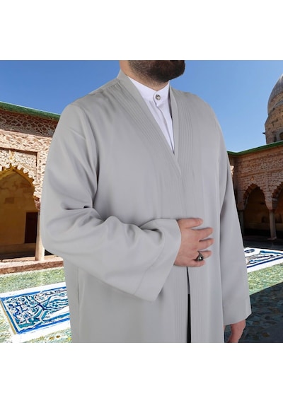 Gri Buhara Yaka Namaz Cübbesi Çok Renkli