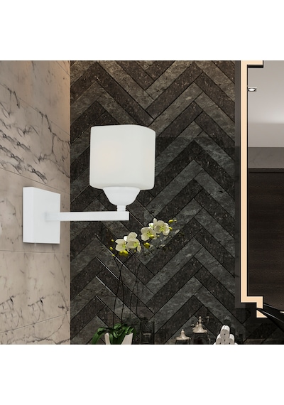 Minel Beyaz Duvar Lambası Yatak Odası-Yatak Başı-Banyo İçin Modern Aplik Beyaz