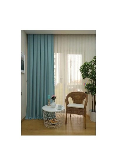 Ev Depo Home Taç Mint Düz Renk Pileli Soft Fon Perde 1/2 Seyrek Pile Tek Kanat Evdeposftmıntsyrk001, Mint, 50 X 240