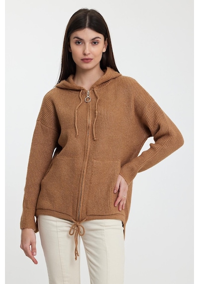 Alexander Gardi Alexandergardı Kapüşonlu Fermuarlı Triko Hırka A92409-s Camel