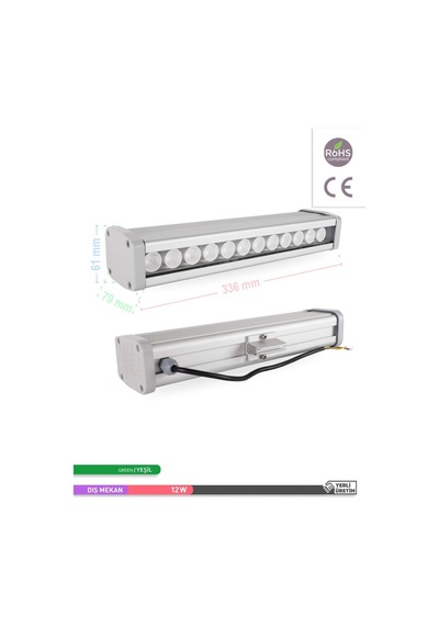 ACK LED Wallwasher Yeşil Işık 12W 338mm Yeşil