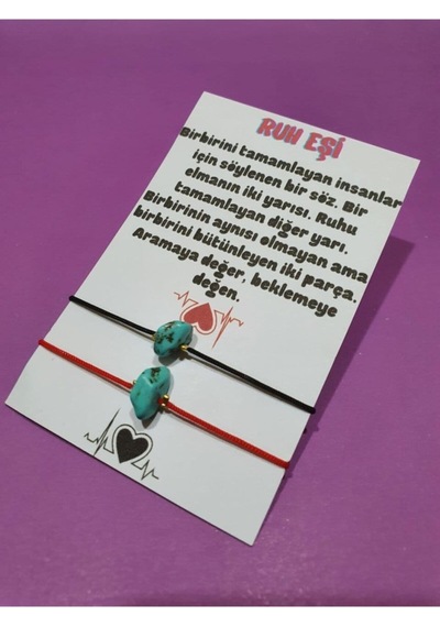Gümüştel El Sanatları Sertifikalı Ruh Eşi Turkuaz Doğal Taşlı Ip Bileklik Çok Renkli