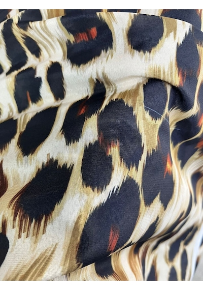 Tarzını Seç Sarı Leopar / Cupra Saten Aksesuar Şal Atkı Estascraf 180x70cm