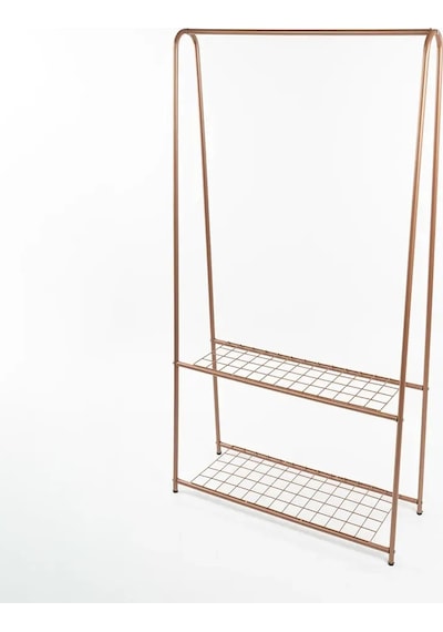 Rose Çift Raflı Metal Ayaklı Askılık Bakır