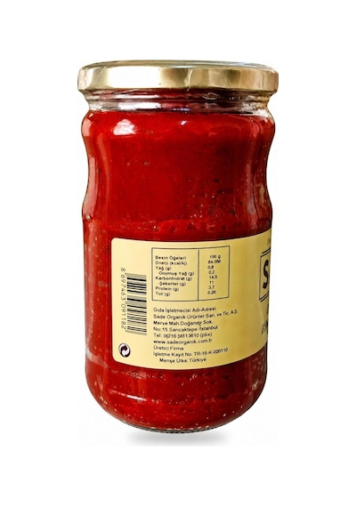 Sade Organik Biber Salçası 610 Gr 5 Li