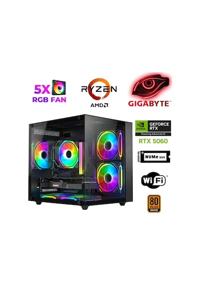 Xaser Savage X80 R5-7600 16 GB 1 TB SSD 8 GB RTX5060 Masaüstü Oyuncu Bilgisayarı