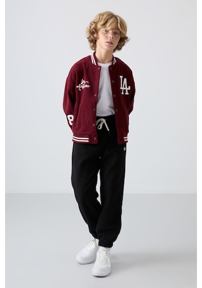 Tommylife Tommy Life Siyah Kalın Yumuşak Dokulu Standart Fit Nakışlı Polar Erkek Çocuk Eşofman Alt - 11220 Siyah