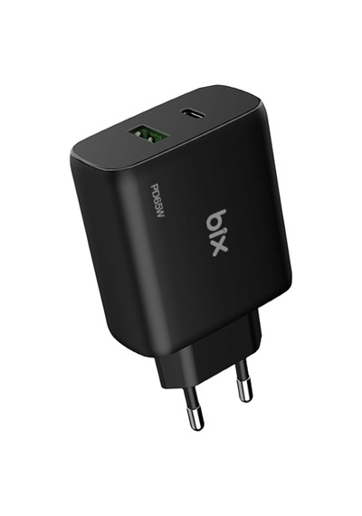 Ayrex Bx2p65g Gan Pd 65w Type-c Ve Usb-a Qc 18w Çift Portlu Akım Korumalı Hızlı Şarj Cihazı Siyah
