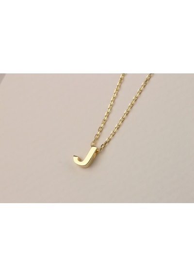 Glorria Gümüş 3 Boyutlu Minimalist J Harfi Kolye Sarı