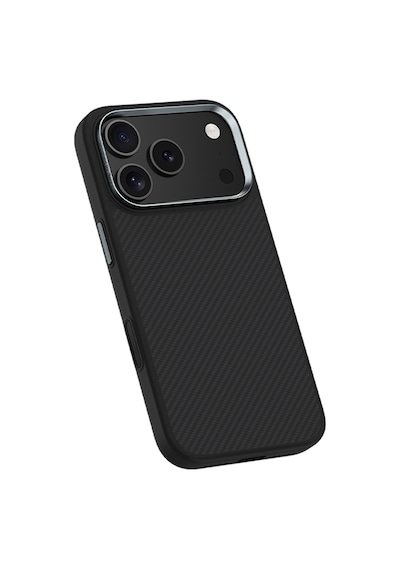Apple Uyumlu iPhone 17 Pro Max Kılıf Karbon Fiber M-safe Şarjlı Benks Hybrid Armorpro 600d Kevlar Kapak Siyah