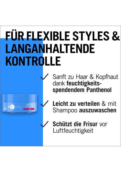 Schwarzkopf Ultra Wax No.2 Parlak Görünüm Sağlayan Saç Şekillendirici Wax 75 Ml