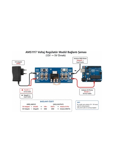 Ams1117 Regülatör 3.3v 800ma Lineer Güç Modülü Breadboard Uyumlu
