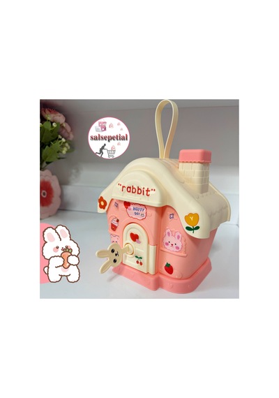Kawaii Tavşan Ev Kumbara Kilitli Ev Kumbara Para Kawaii Tavşan Ev Kumbara Sticker Hediyeli