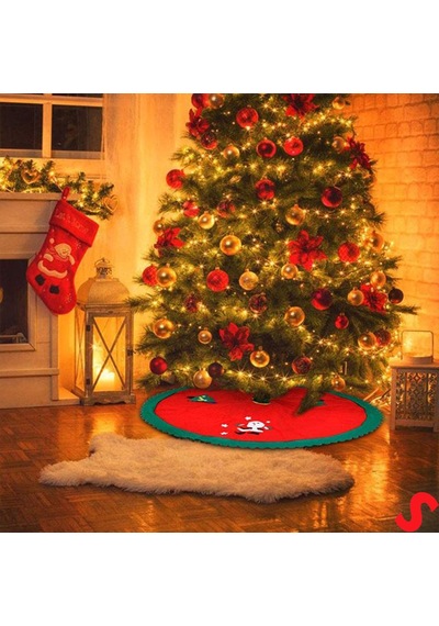 Yılbaşı Çam Ağacı Altı Örtüsü Desenli - 90 Cm