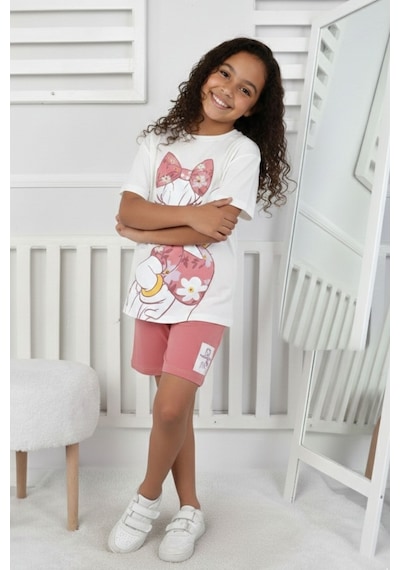 Daisy Baskı Kız Çocuk Şortlu Takım-90348 Pembe