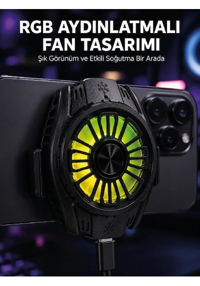 Rgb Fan Aydınlatmalı Sessiz Çalışan Telefon Soğutucu Diğer