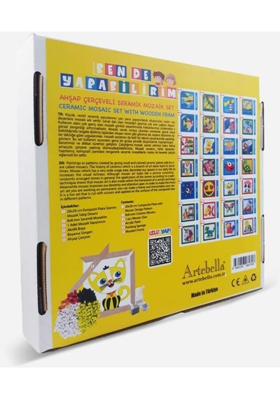 19 I Çocuk Ahşap Çerçeveli Seramik Mozaik Set 20x20 Cm