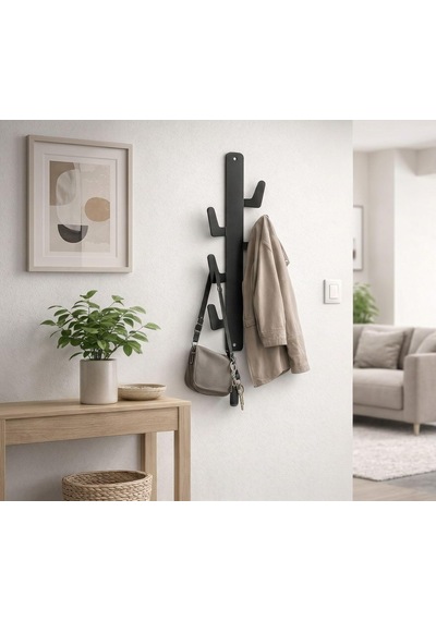 Orret Home Yapışkanlı Dikey Askılık 6 Kancalı Kaktüs Tasarım Duvar Askısı Metal Siyah Askılık Duvara Yapış Çok Renkli