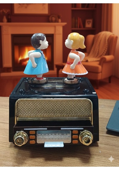 Öpüşen Sevgili Müzik Kutusu Radyo Görünümlü Sevgililer Günü Hediyesi -