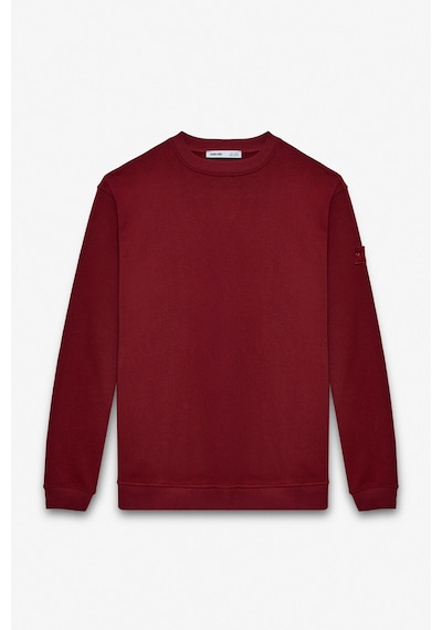 Grimelange OLLIE  Erkek Bisiklet Yaka Regular Uzun Kollu Nakış Detaylı Bordo Sweatshirt