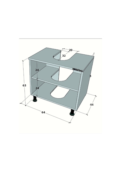 Modelisa Lavabo Altı Dolap, Ayaklı Banyo Dolabı Mdf Beyaz