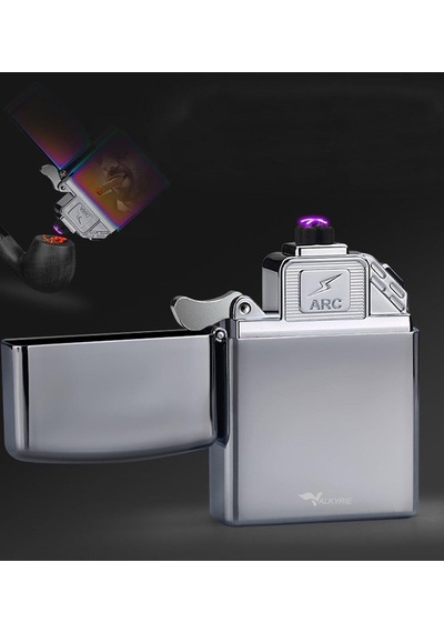 Valkyrie Usb Şarjlı Elektronik Çakmak / 4 Elektrotlu X Tip Mor Arc / Rüzgar Geçirmez, Alevsiz Silver Çok Renkli