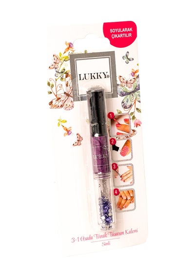 Lukky 3'ü 1 Arada Tırnak Tasarım Kalemi Mor
